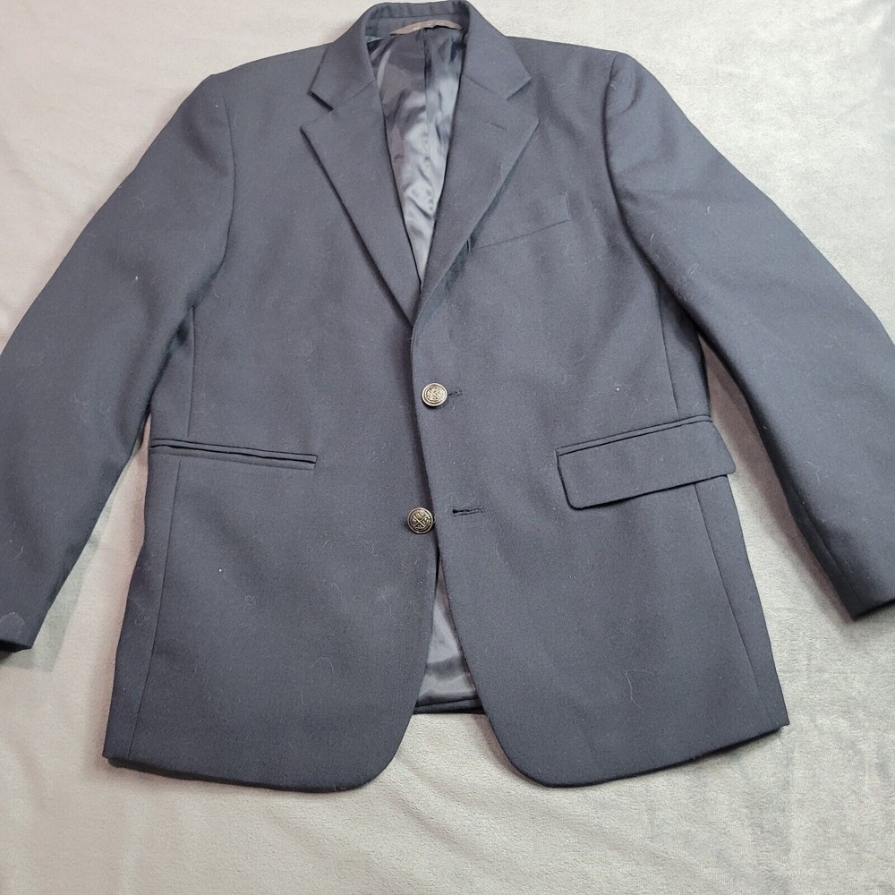 Nordstrom Blazer Boy Size 10 Black Jacket Button Front Formal Picture Prepy Wool